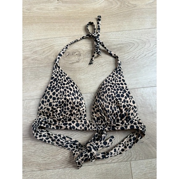 Victoria's Secret Other - EUC Victoria Secret leopard print bikini top THE PLUNGE halter pushup size S